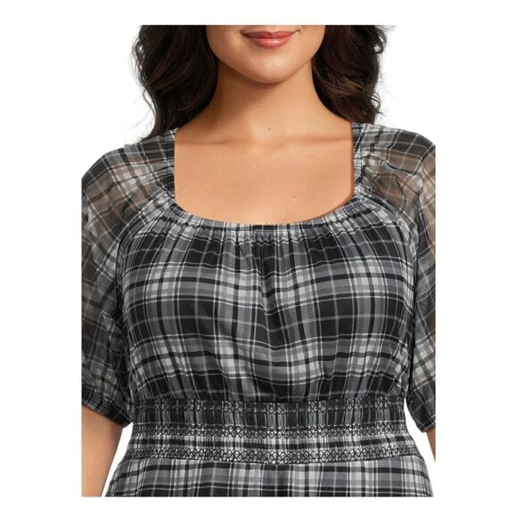 Nwt Terra & Sky Women's Plus Size Smocked Mesh Dress - Picture 6 of 11